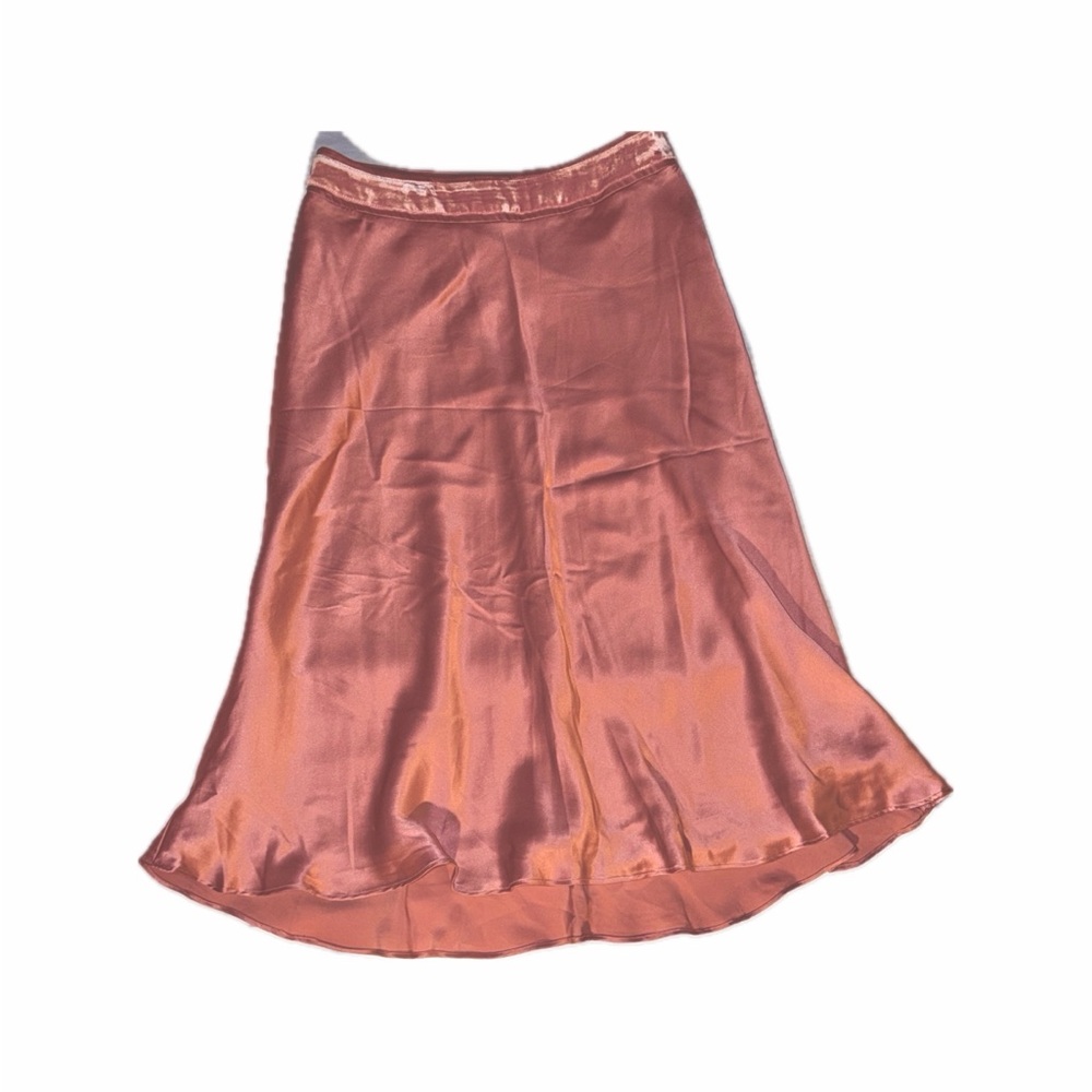 Will Smith Pink Genuine Silk and Velvet Midi Slip Skirt, size 6